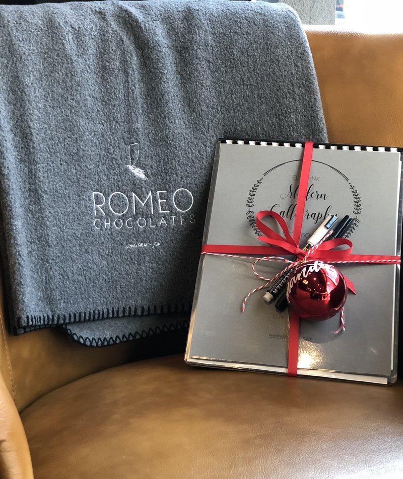 Modern Calligraphy workshop kit styled at the Romeo Chocolates opening